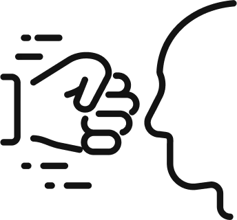 Icon of a hand covering a mouth, symbolizing silence or a gag