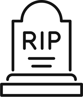 Icon of a gravestone with 'RIP' written on it
