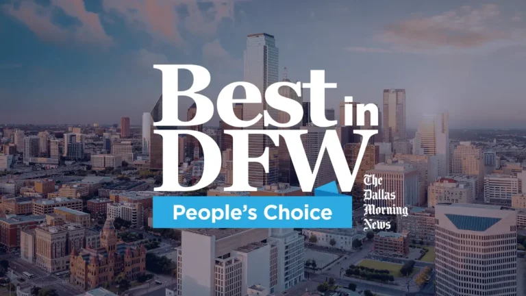 Best in DFW People’s Choice Awards graphic with The Dallas Morning News logo over the Dallas skyline.
